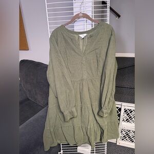 Time and Tru Sage Green Long Sleeve Dress
